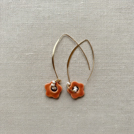 Autumn Rose Earrings on Linen