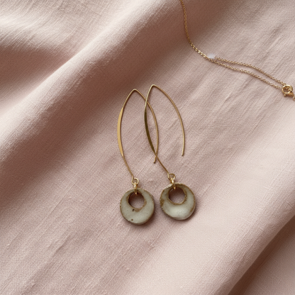 Stone Halo Earrings Natural Styling